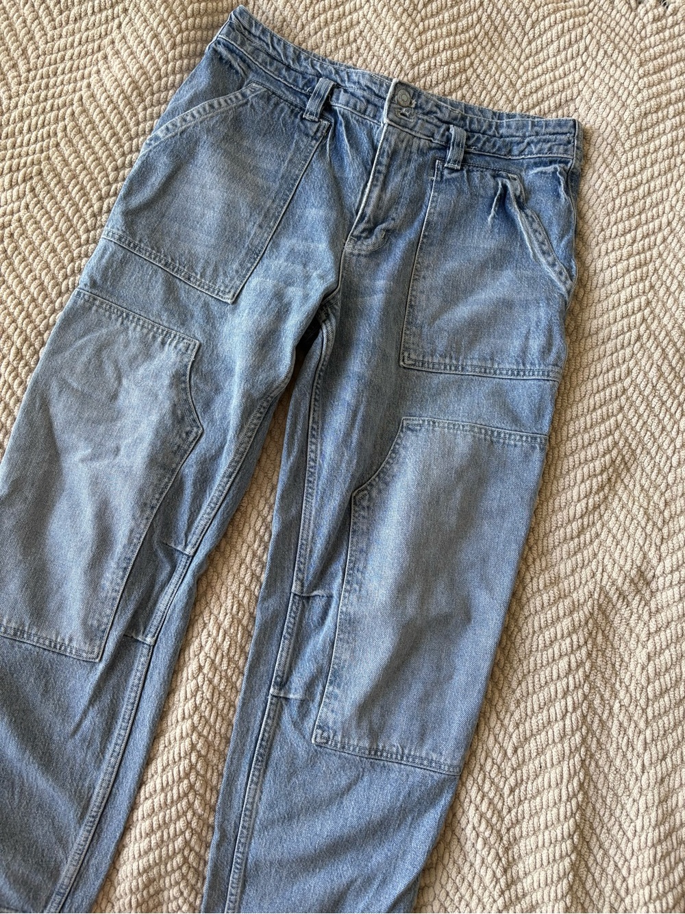 Anthropologie Relaxed Light Blue Denim Utility Jeans